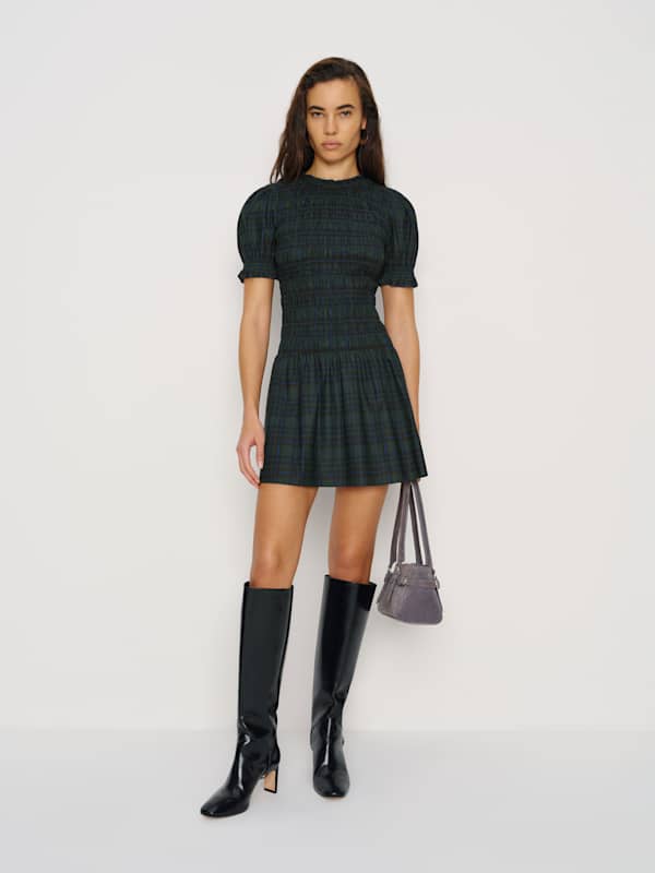 Leannah Dress - Forest Plaid